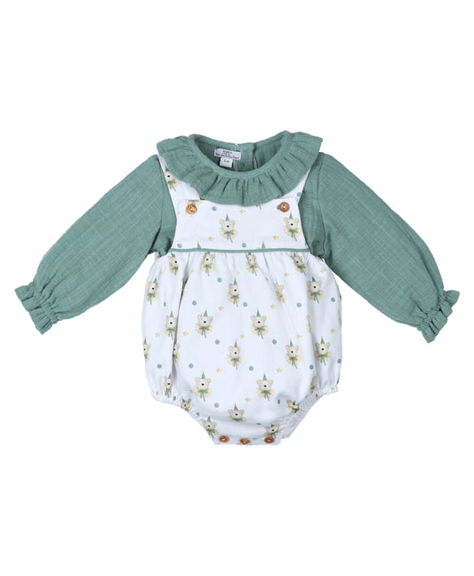 Bruno Bear girls Dungarees Set